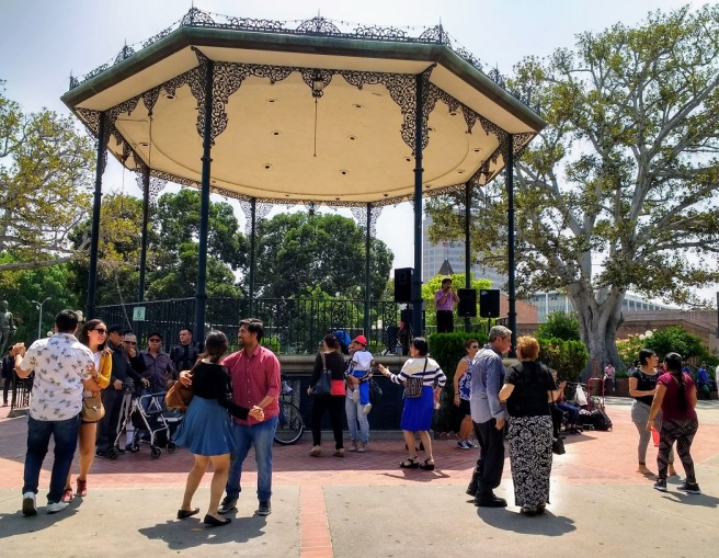 Dancing to Mexican music Olvera Plaza LA City Pix