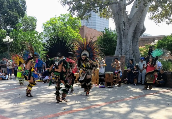 native american dancers at La Placita Olvera st. LA City Pix